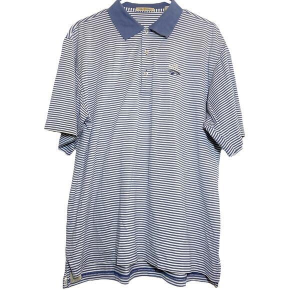 Peter Millar Polo Shirt San Diego Short Sleeve Collared The Bridges Striped L - Picture 1 of 4